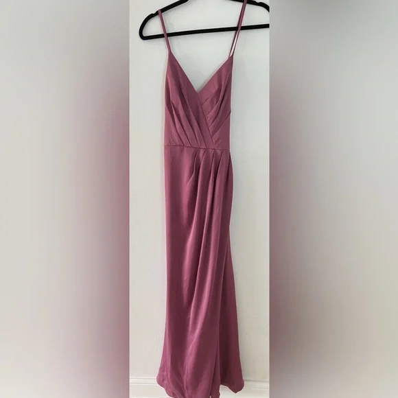 satin mauve bridesmaid dresses KissProm main image 1